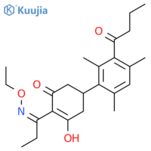 2-Cyclohexen-1-one,2-[1-(ethoxyimino)propyl]-3-hydroxy-5-[2,4,6-trimethyl-3-(1-oxobutyl)phenyl]- structure