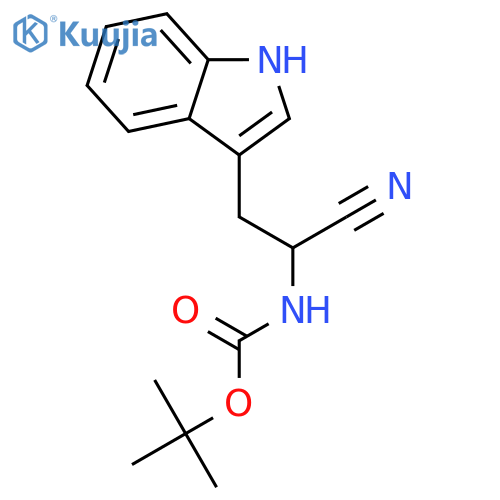 Boc-(S)-2-amino-3-(3-indolyl)propionitrile structure