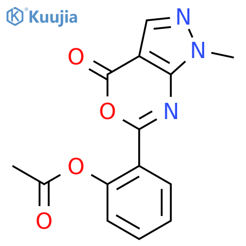 2-(1-methyl-4-oxo-1,4-dihydropyrazolo[3,4-d][1,3]oxazin-6-yl)phenyl acetate structure