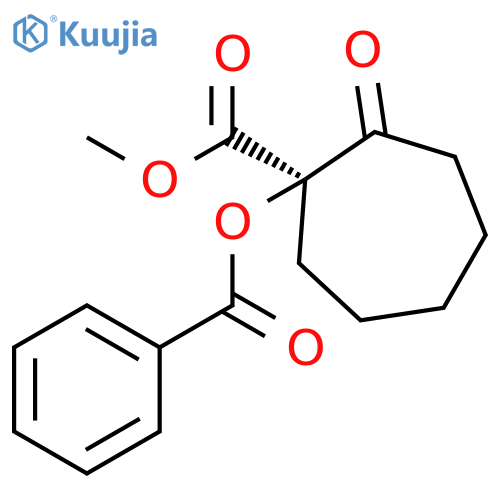 Cycloheptanecarboxylic acid, 1-(benzoyloxy)-2-oxo-, methyl ester, (R)- structure