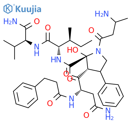 L-VALINAMIDE, N2-(1-OXO-3-PHENYLPROPYL)-L-ASPARAGINYL-(2R,3S)-2-HYDROXY-4-PHENYL-3-AMINOBUTANOYL-L-PROLYL-L-ISOLEUCYL- structure
