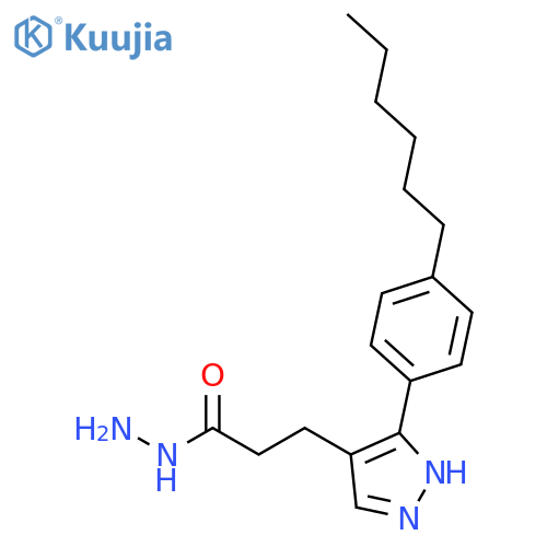 1H-Pyrazole-4-propanoic acid, 3-(4-hexylphenyl)-, hydrazide structure