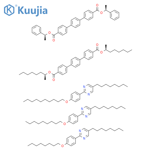 [1,1':4',1''-Terphenyl]-4,4''-dicarboxylic acid, bis[(1S)-1-methylheptyl] ester, mixt. with bis[(1S)-1-phenylethyl] [1,1':4',1''-terphenyl]-4,4''-dicarboxylate, 2-[4-(decyloxy)phenyl]-5-octylpyrimidine, 2-[4-(nonyloxy)phenyl]-5-octylpyrimidine and 5-octyl-2-[4-(octyloxy)phenyl]pyrimidine (9CI) structure