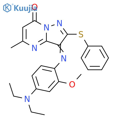 Pyrazolo[1,5-a]pyrimidin-7(3H)-one,3-[[4-(diethylamino)-2-methoxyphenyl]imino]-5-methyl-2-(phenylthio)- structure