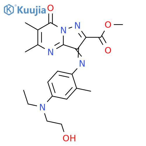 Pyrazolo[1,5-a]pyrimidine-2-carboxylic acid,3-[[4-[ethyl(2-hydroxyethyl)amino]-2-methylphenyl]imino]-3,7-dihydro-5,6-dimethyl-7-oxo-, methyl ester structure