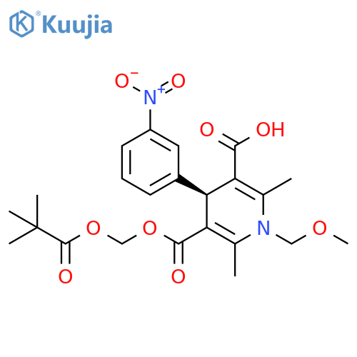 3,5-Pyridinedicarboxylic acid,1,4-dihydro-1-(methoxymethyl)-2,6-dimethyl-4-(3-nitrophenyl)-,mono[(2,2-dimethyl-1-oxopropoxy)methyl] ester, (S)- structure