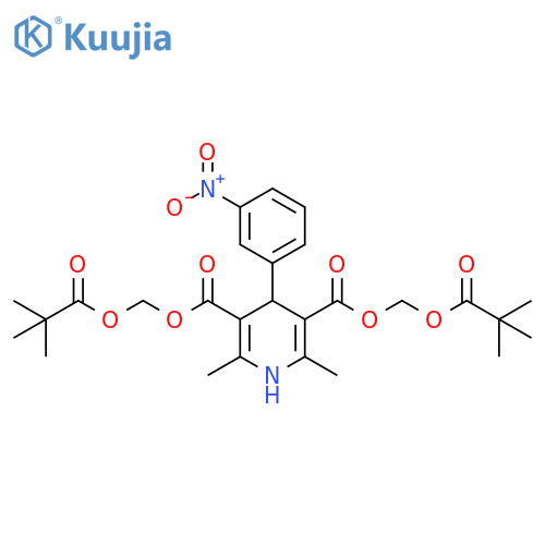 3,5-Pyridinedicarboxylic acid,1,4-dihydro-2,6-dimethyl-4-(3-nitrophenyl)-,bis[(2,2-dimethyl-1-oxopropoxy)methyl] ester structure