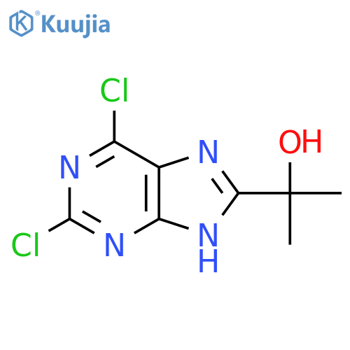 2-(2,6-dichloro-9H-purin-8-yl)propan-2-ol structure