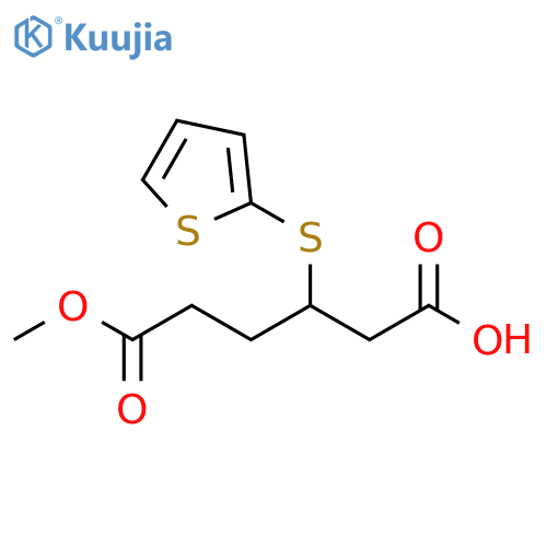 Hexanedioic acid, 3-(2-thienylthio)-, 6-methyl ester structure