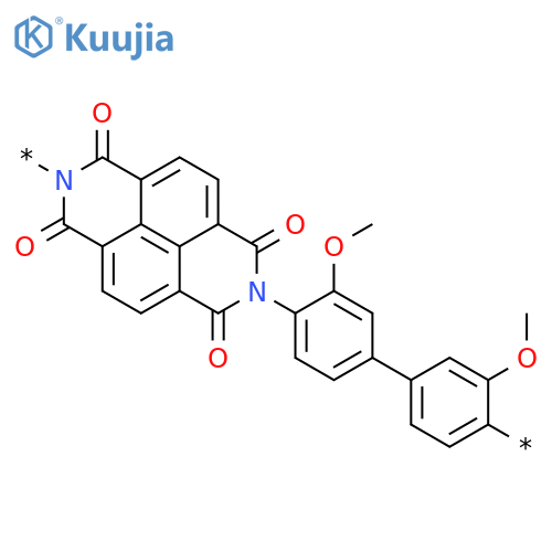 Poly[(1,3,6,8-tetrahydro-1,3,6,8-tetraoxobenzo[lmn][3,8]phenanthroline-2,7-diyl)(3,3'-dimethoxy[1,1'-biphenyl]-4,4'-diyl)] structure