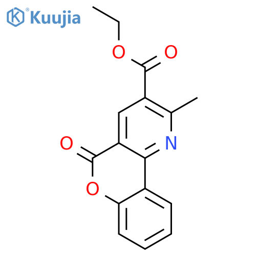 5H-[1]Benzopyrano[4,3-b]pyridine-3-carboxylic acid, 2-methyl-5-oxo-, ethyl  ester (en) structure