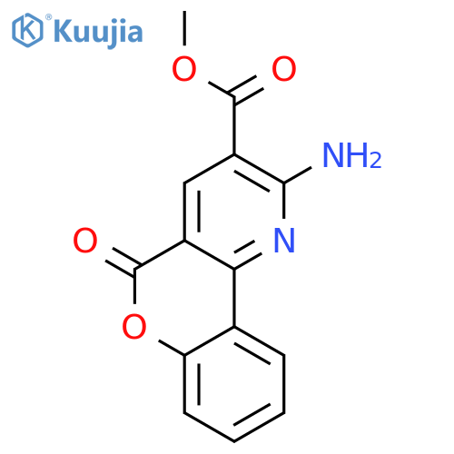 5H-[1]Benzopyrano[4,3-b]pyridine-3-carboxylic acid, 2-amino-5-oxo-, methyl  ester (en) structure