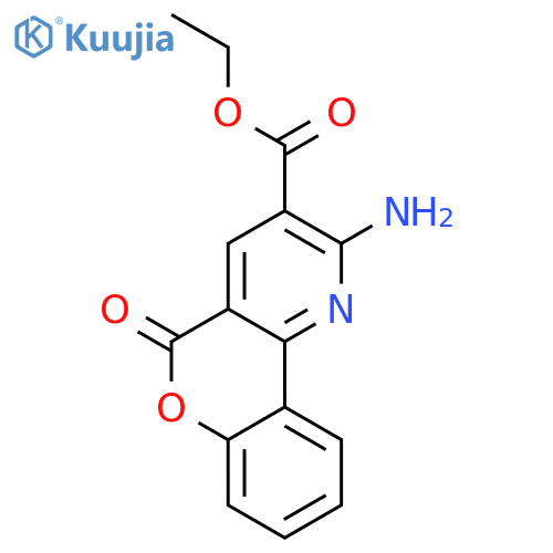 5H-[1]Benzopyrano[4,3-b]pyridine-3-carboxylic acid, 2-amino-5-oxo-, ethyl e ster (en) structure