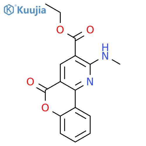 5H-[1]Benzopyrano[4,3-b]pyridine-3-carboxylic acid, 2-(methylamino)-5-oxo-,  ethyl ester (en) structure