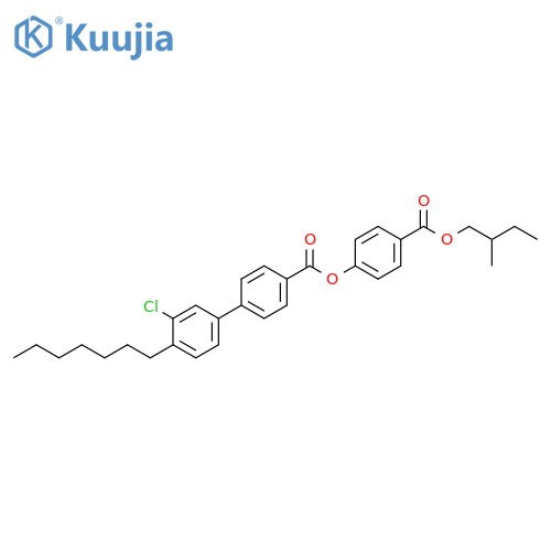 [1,1'-Biphenyl]-4-carboxylic acid, 3'-chloro-4'-heptyl-,4-[(2-methylbutoxy)carbonyl]phenyl ester structure