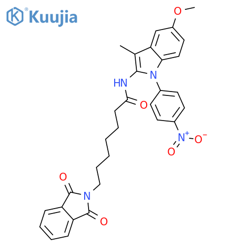 2H-Isoindole-2-heptanamide,1,3-dihydro-N-[5-methoxy-3-methyl-1-(4-nitrophenyl)-1H-indol-2-yl]-1,3-dioxo- structure