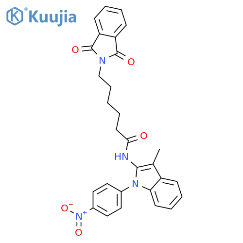 6-(1,3-dioxo-1,3-dihydro-2H-isoindol-2-yl)-N-[3-methyl-1-(4-nitrophenyl)-1H-indol-2-yl]hexanamide structure