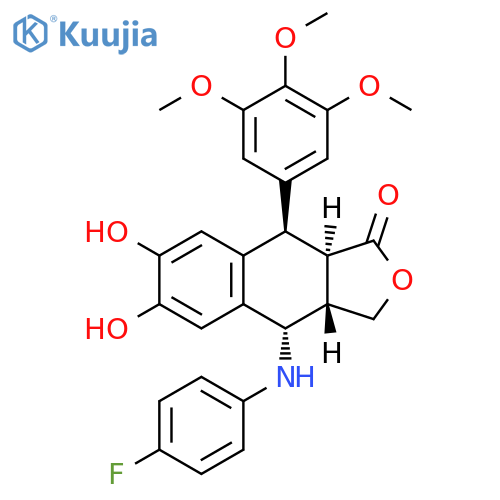 Naphtho[2,3-c]furan-1(3H)-one,4-[(4-fluorophenyl)amino]-3a,4,9,9a-tetrahydro-6,7-dihydroxy-9-(3,4,5-trimethoxyphenyl)-,(3aS,4S,9R,9aR)- structure