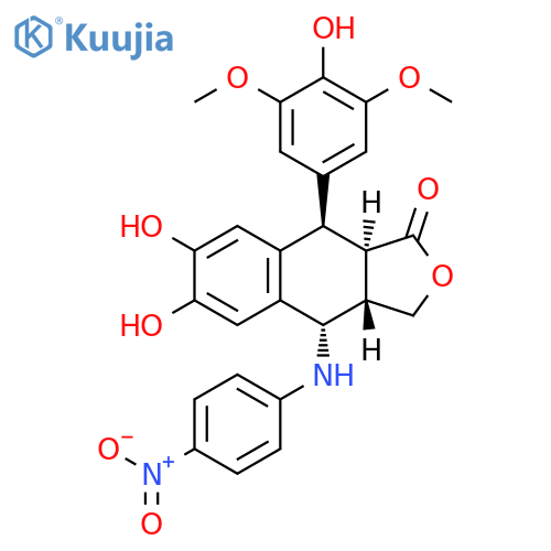 Naphtho[2,3-c]furan-1(3H)-one,3a,4,9,9a-tetrahydro-6,7-dihydroxy-9-(4-hydroxy-3,5-dimethoxyphenyl)-4-[(4-nitrophenyl)amino]-,(3aS,4S,9R,9aR)- structure