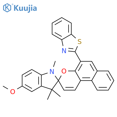 Spiro[2H-indole-2,3'-[3H]naphtho[2,1-b]pyran], 5'-(2-benzothiazolyl)-1,3-dihydro-5-methoxy-1,3,3-trimethyl- structure