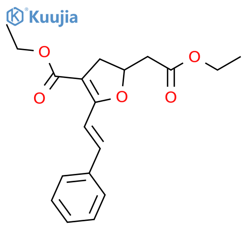 2-Furanacetic acid, 4-(ethoxycarbonyl)-2,3-dihydro-5-[(1E)-2-phenylethenyl]-, ethyl ester structure