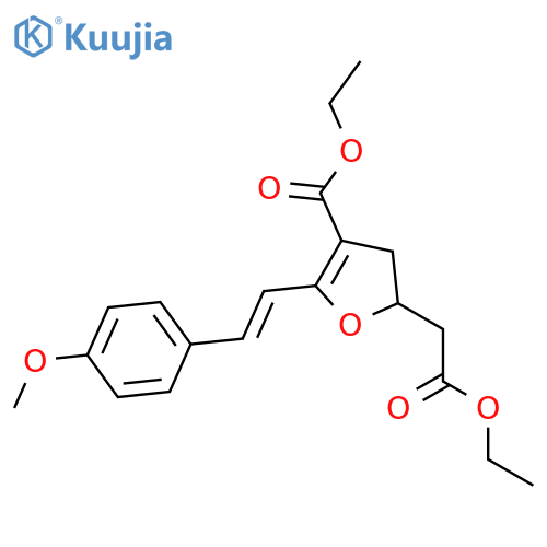 2-Furanacetic acid, 4-(ethoxycarbonyl)-2,3-dihydro-5-[(1E)-2-(4-methoxyphenyl)ethenyl]-, ethyl ester structure