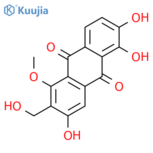 3,5,6-trihydroxy-1-methoxy-2-hydroxymethyl-9,10-anthraquinone structure