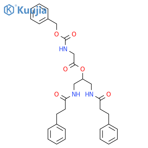 2-[(3-phenylpropanoyl)amino]-1-{[(3-phenylpropanoyl)amino]methyl}ethyl N-[(benzyloxy)carbonyl]glycinate structure