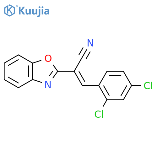 (2E)-2-(1,3-benzoxazol-2-yl)-3-(2,4-dichlorophenyl)prop-2-enenitrile structure