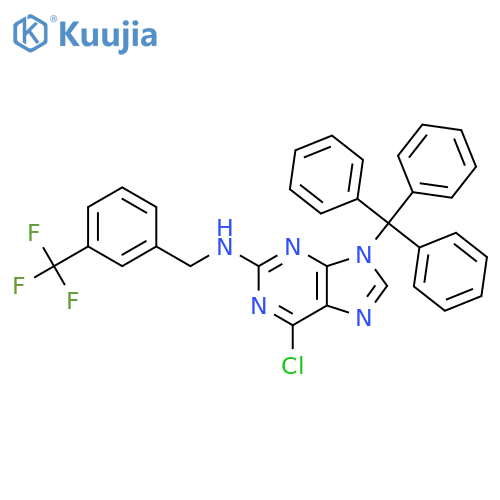 6-Chloro-N-(3-(trifluoromethyl)benzyl)-9-trityl-9H-purin-2-amine structure