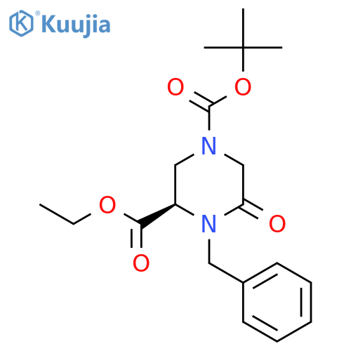 (R)-1-Boc-4-benzyl-5-oxopiperazine-3-carboxylic acid ethyl ester structure
