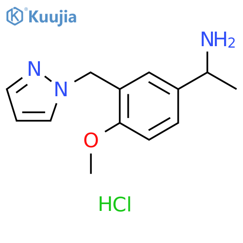 1-{4-methoxy-3-(1H-pyrazol-1-yl)methylphenyl}ethan-1-amine dihydrochloride structure