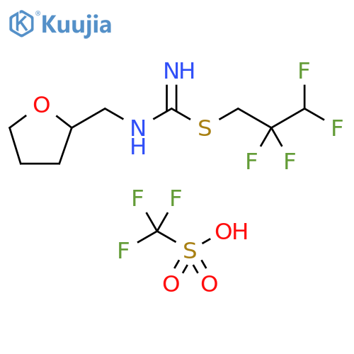 2-(2,2,3,3-tetrafluoropropyl)-1-(tetrahydrofuran-2-ylmethyl)isothiourea;trifluoromethanesulfonic acid structure