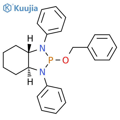 trans-2-(benzyloxy)-1,3-diphenyloctahydro-1H-benzo[d][1,3,2]diazaphosphole structure