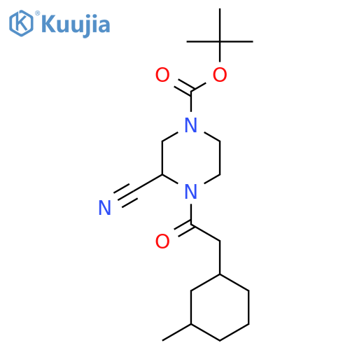 tert-butyl 3-cyano-4-2-(3-methylcyclohexyl)acetylpiperazine-1-carboxylate structure