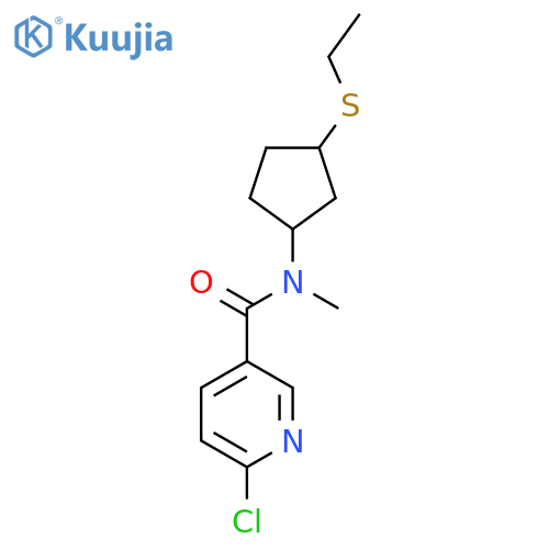 6-chloro-N-3-(ethylsulfanyl)cyclopentyl-N-methylpyridine-3-carboxamide structure