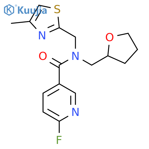 6-fluoro-N-[(4-methyl-1,3-thiazol-2-yl)methyl]-N-[(oxolan-2-yl)methyl]pyridine-3-carboxamide structure