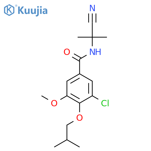 3-chloro-N-(1-cyano-1-methylethyl)-5-methoxy-4-(2-methylpropoxy)benzamide structure