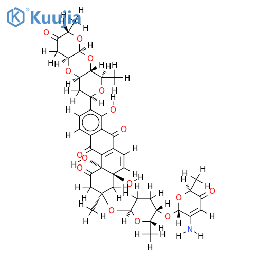 4A-alpha-L-cinerulosyl-3-alpha-L-rhodinosyl-4C->1D-alpha-L-rednosylaquayamycin structure