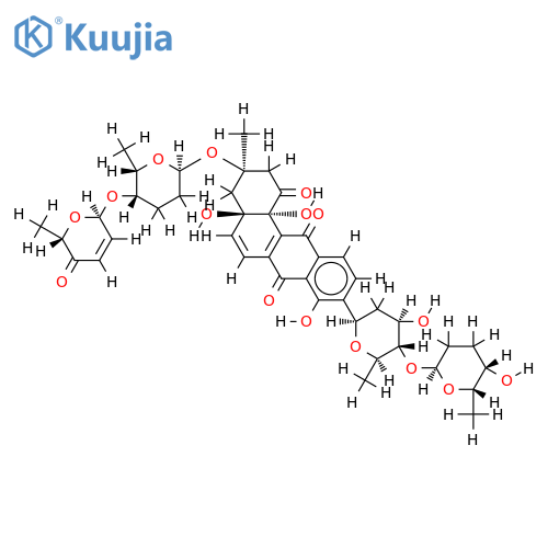 4A-alpha-L-rhodinosyl-3-alpha-L-rhodinosyl-4C->1D-alpha-L-aculosylaquayamycin structure