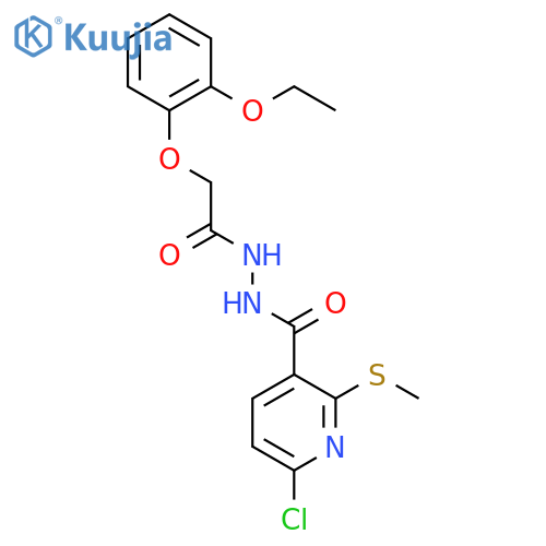 6-chloro-N'-[2-(2-ethoxyphenoxy)acetyl]-2-(methylsulfanyl)pyridine-3-carbohydrazide structure