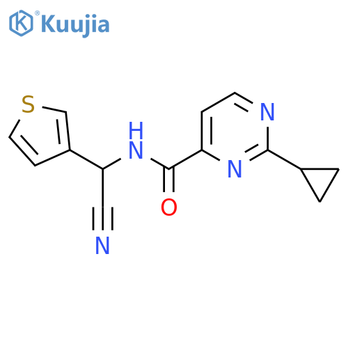 N-cyano(thiophen-3-yl)methyl-2-cyclopropylpyrimidine-4-carboxamide structure