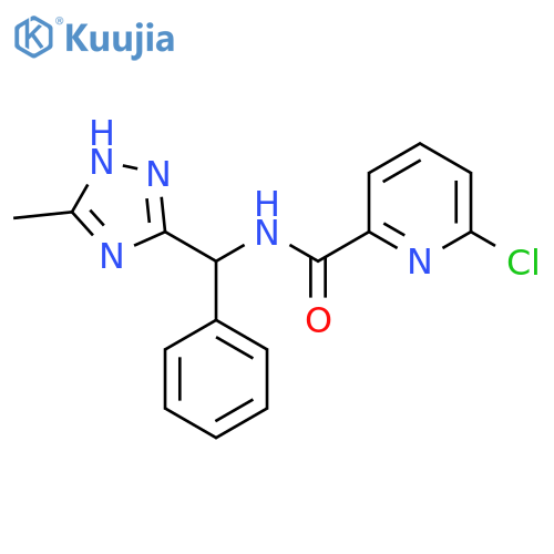 6-chloro-N-[(5-methyl-1H-1,2,4-triazol-3-yl)(phenyl)methyl]pyridine-2-carboxamide structure