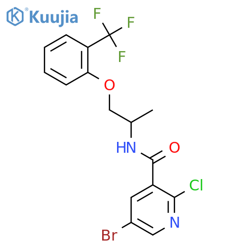 5-bromo-2-chloro-N-{1-[2-(trifluoromethyl)phenoxy]propan-2-yl}pyridine-3-carboxamide structure