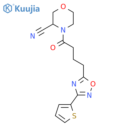 4-{4-[3-(Thiophen-2-yl)-1,2,4-oxadiazol-5-yl]butanoyl}morpholine-3-carbonitrile structure