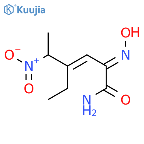 (E,E)-4-Ethyl-2-(hydroxyimino)-5-nitro-3-hexenamide structure