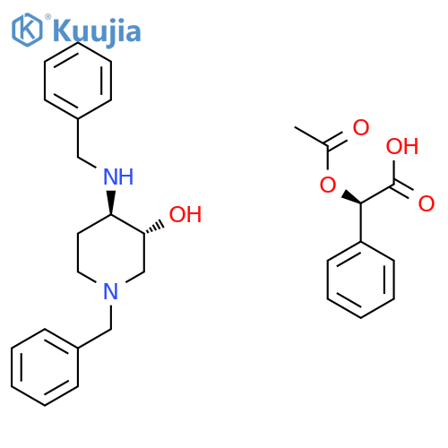 (2R)-2-Acetoxy-2-phenyl-acetic acid (3R,4R)-1-benzyl-4-(benzylamino)piperidin-3-OL structure