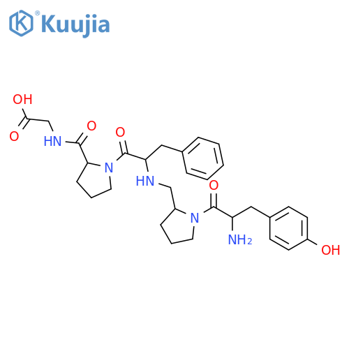 Glycine,N-[1-[N-[[1-[2-amino-3-(4-hydroxyphenyl)-1-oxopropyl]-2-pyrrolidinyl]methyl]-L-phenylalanyl]-L-prolyl]-,[S-(R*,R*)]- (9CI) structure