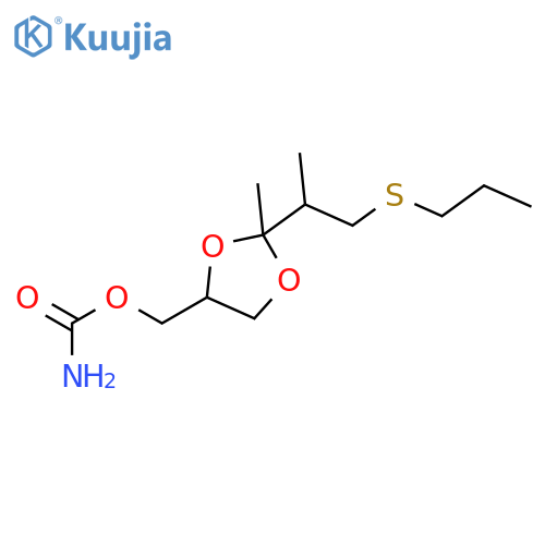 {2-methyl-2-[1-methyl-2-(propylsulfanyl)ethyl]-1,3-dioxolan-4-yl}methyl carbamate structure