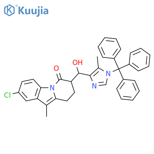 Pyrido[1,2-a]indol-6(7H)-one,2-chloro-8,9-dihydro-7-[hydroxy[5-methyl-1-(triphenylmethyl)-1H-imidazol-4-yl]methyl]-10-methyl- structure
